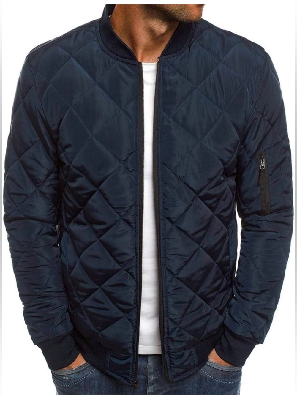 👉🏼LIKE NEW👈🏼 Bomber Jacket Diamond Quilted Varsity Lightweight Coat 2XL